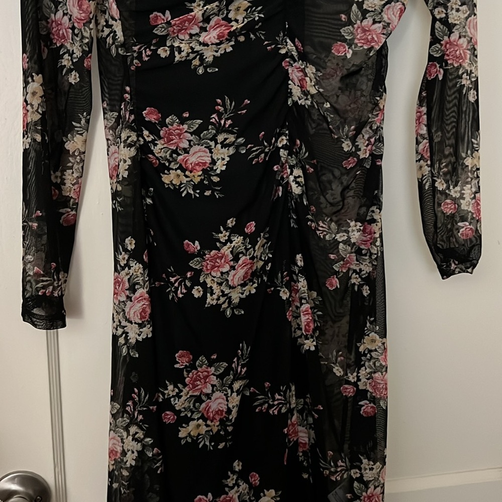 NWT INC floral see through dress petite size: PS - Picture 3 of 11